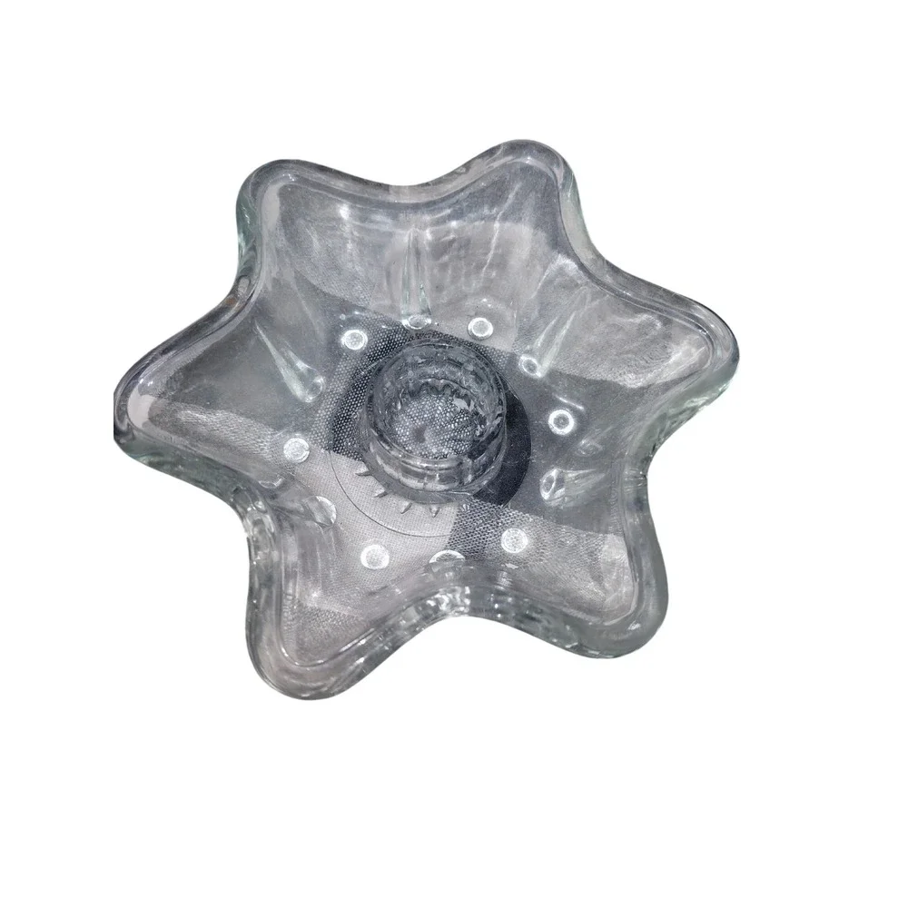 Vintage Clear Glass Candle Holder Set Star Faceted Geometric Taper Votive 3pc